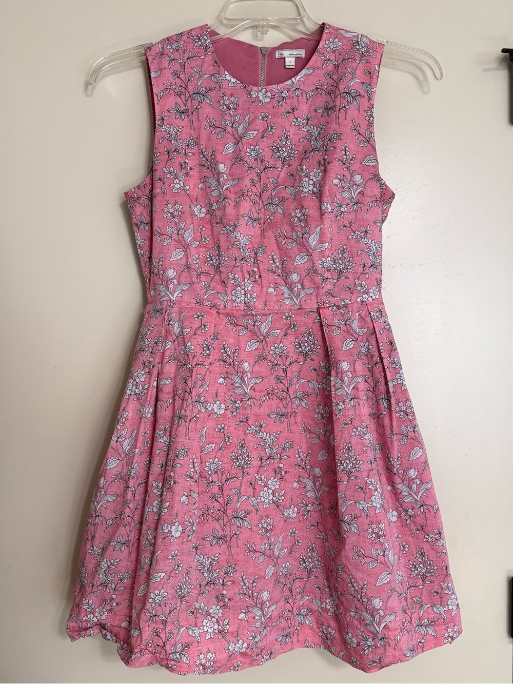 Gap Pink White Floral Sleeveless Fit & Flare Dress - Womens Size 2